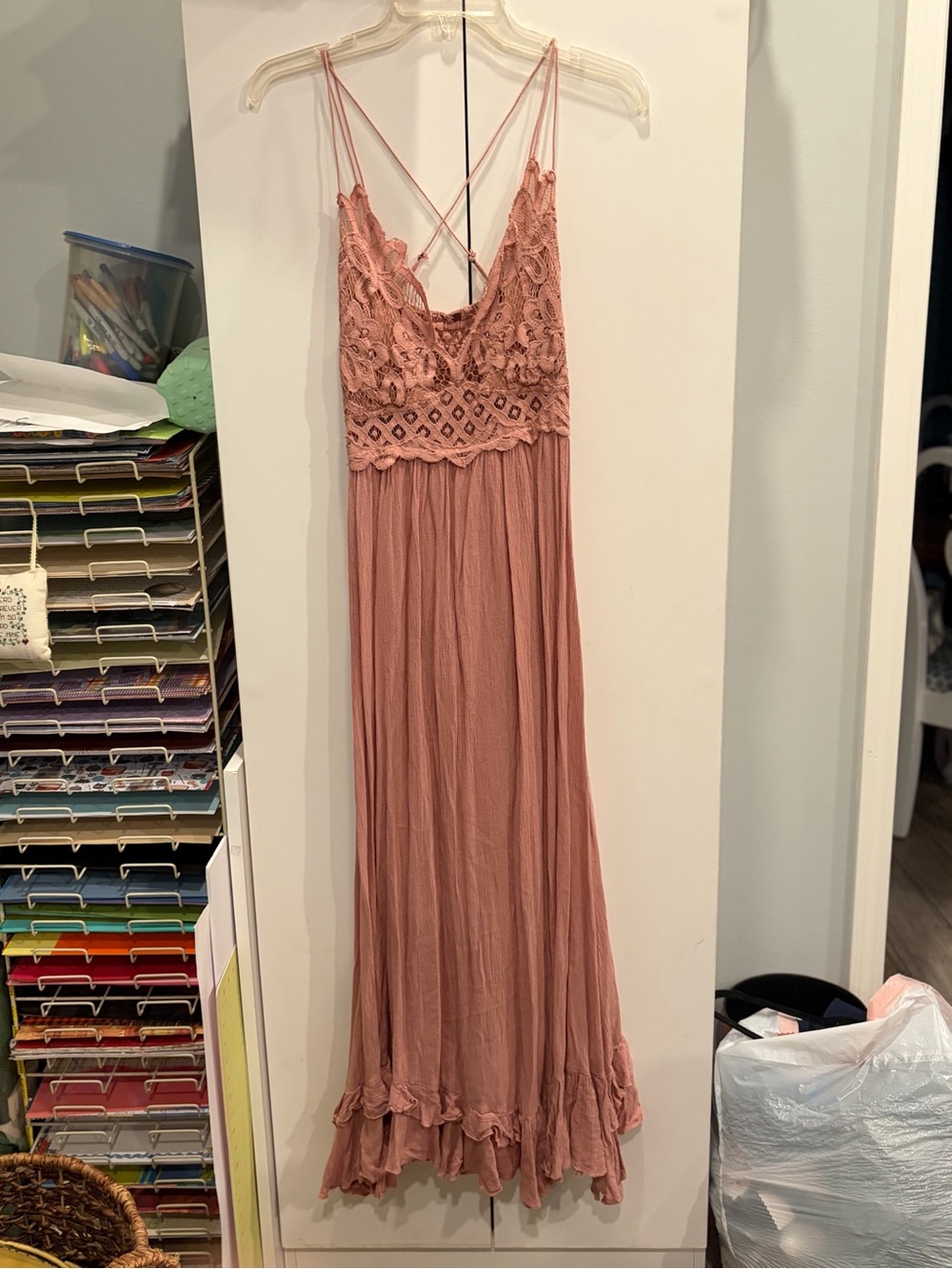 Free People Boho Lace Maxi Dress - Dusty Rose